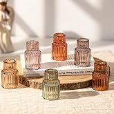 Hewory 6Pcs Vintage Colors Glass Taper Candle Holders for Table Centerpiece | Candlestick Holders for 0.86" Taper Candles, Ca