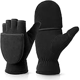 LOKZEER Thermal Winter Gloves: Windproof 2 in 1 Convertible Mittens for Men & Women (Black)