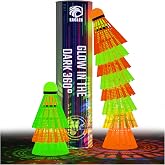 EAGLES Glow in The Dark Badminton Shuttlecocks - 5 or 10 Pack | Lighting Birdies, LED or 360&deg; Glow Birdie Balls for Badminton Set Light Up Birdies