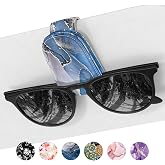 NPOOYI Sunglasses Holder for Car Visor, Magnetic Leather Car Sunglass Holder, Car Sun Visor Glasses Hanger Clip, Car Interior Accessories for Women Men, Fits All Size Eyeglasses