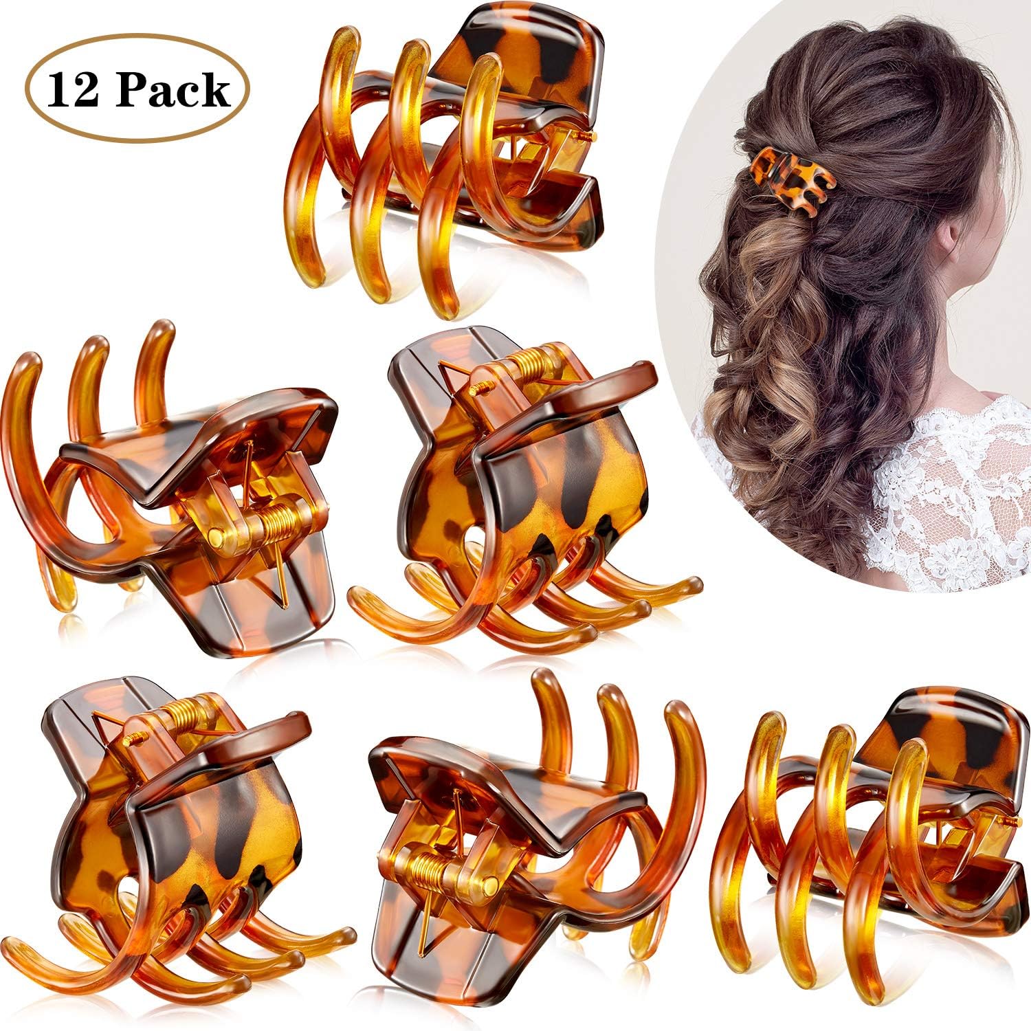 12 Pieces Hair Claw Clips Medium Size Hair Claws 1.3 Inch Hair Jaw Clip