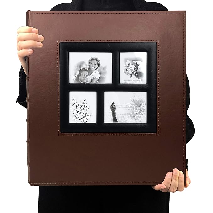 RECUTMS Photo Album 600 Pockets,Sewn Bonded Black Leather Book Pockets Hardcover Photo Frame 4x6