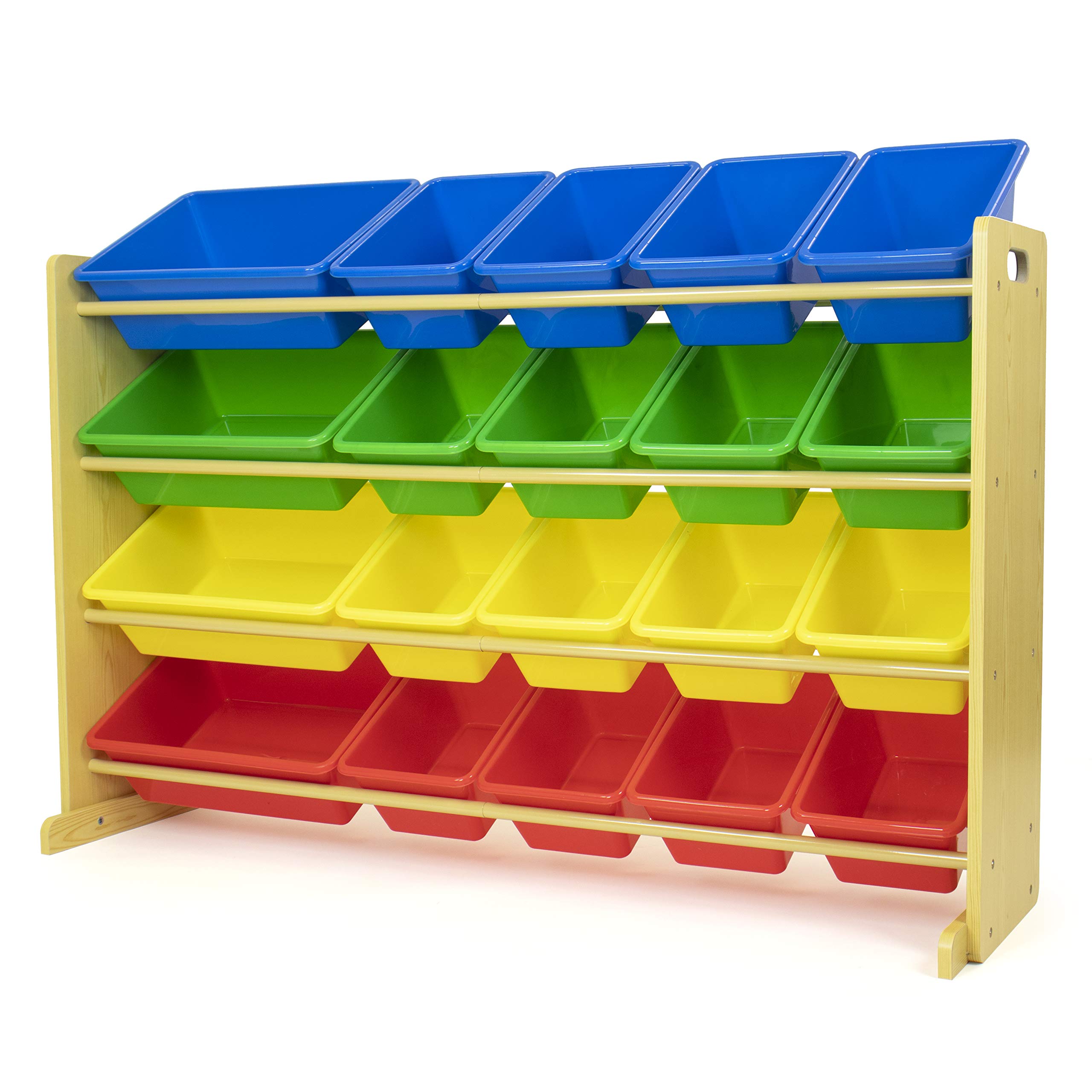 Humble Crew Extra-Large Toy Organizer with 20 Plastic Bins – Primary/Natural Storage Rack with 4-Tier Shelves, Anti-Tip Safety, for Kids’ Rooms, Playrooms, Nurseries & Classrooms Image