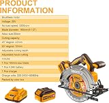 Ingco 20V Cordless Circular Saw 165mm Brushless 5200RPM 55mm Depth CSLI16521 view 6