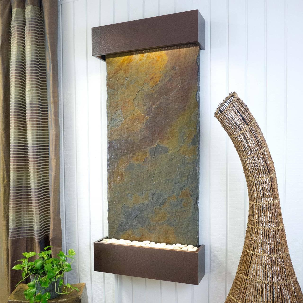 Water Wonders Classic Quarry Nojoqui Falls Jeera Slate Wall Mounted Water Fountain