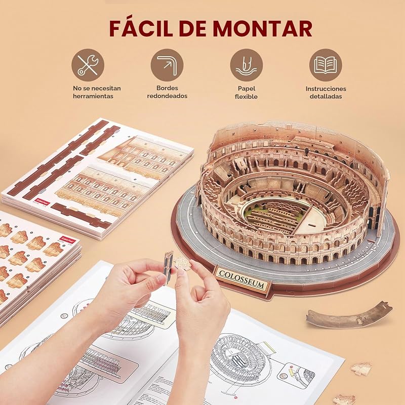 Puzzle 3D Coliseo Roma, Maquetas de Edificio 163 Piezas