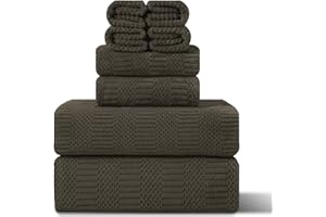 FERDILAN 8 Piece Oversized Bath Towels Set Brown,2 Extra Large Bath Towel Sheets,2 Hand Towels and 4 Washcloths 600 GSM Highly Absorbent Quick Dry Towels Set for Bathroom Hotel