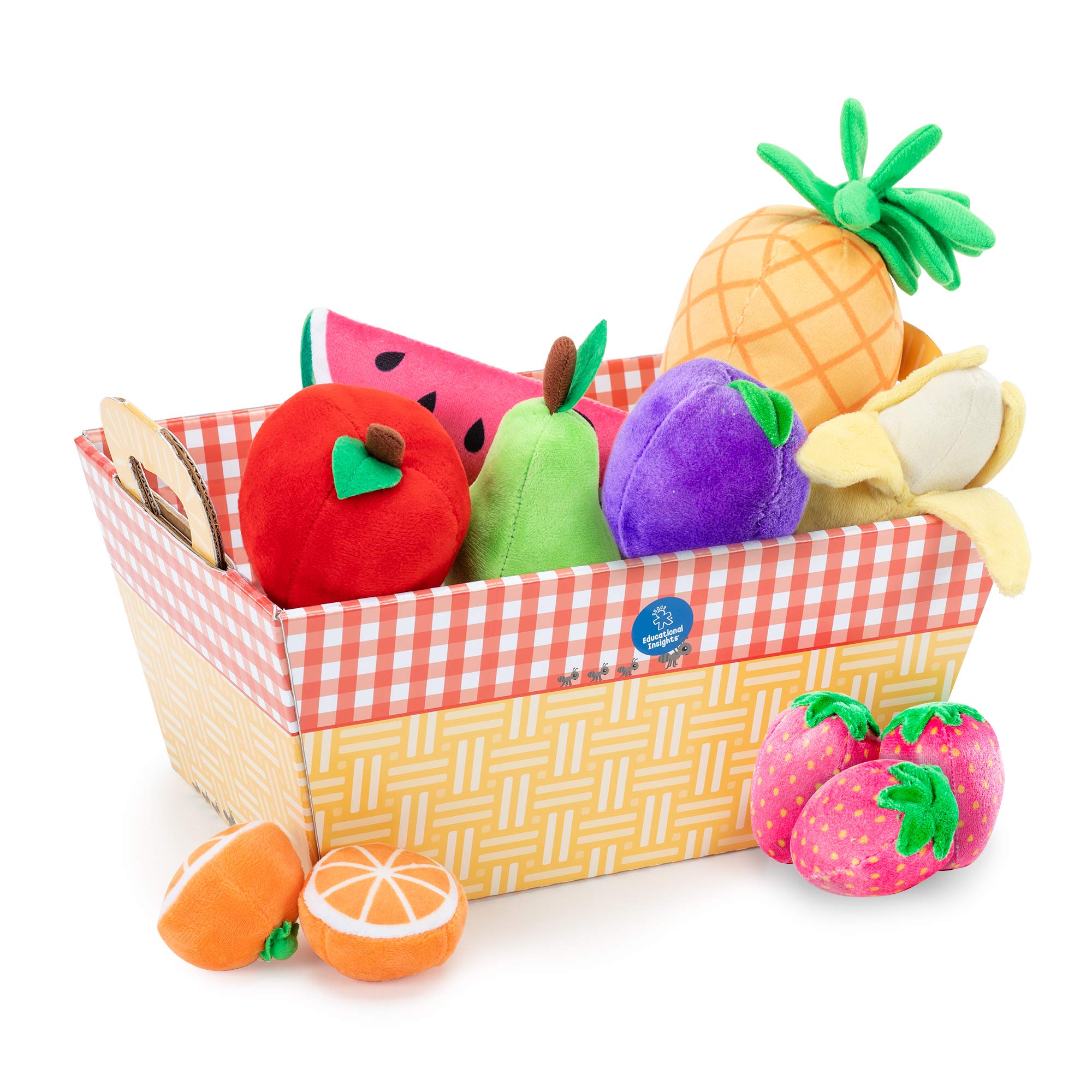 Learning Resources Fruit Basket 11-Piece Plush Pretend Play Fruits, Ages 2+