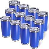 AIANJI 20oz Tumbler Bulk Stainless Steel Tumblers with Lid Vacuum Insulated Double Wall Travel Coffee Mug Powder Coated Tumbler Cup for Hot and Cold Drinks(Dark Blue, 12 pack)