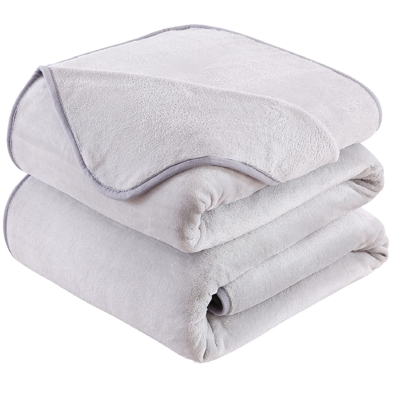 HOZY Fleece Blanket 350GSM Super Fluffy Snuggly Solid - Throws for Sofas Large Bed - Anti-static Blankets Grey Double 150 x 200cm