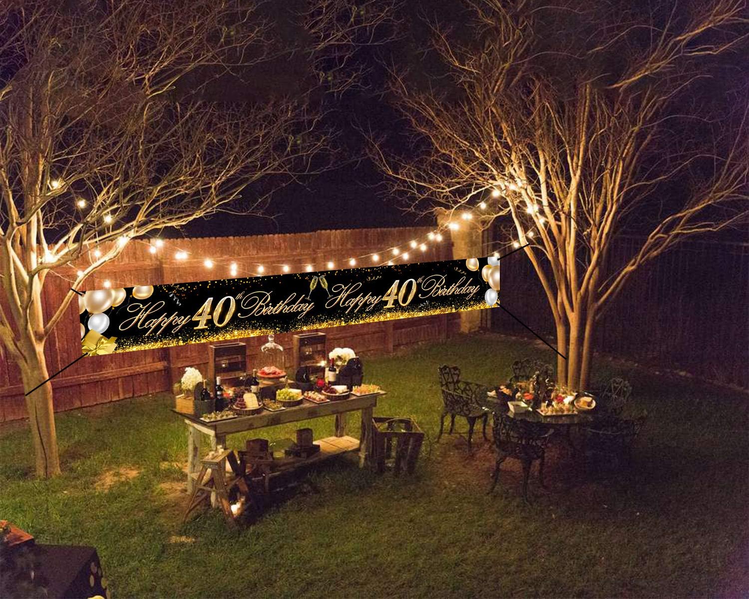 Loisirs Creatifs 40e Photo Booth Toile De Fond Affiche Decoration Pour Jardin Table Mur Howaf 40e Anniversaire Decoration Noir Et Or Extra Longue Banniere En Tissu Pour 40 Ans Decoration 9 X