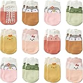 Aroveea Baby Toddler Socks Grip Non Slip Boys Girls Cotton 12 Pack for Kids Ankle Cute Socks 6M-7Years