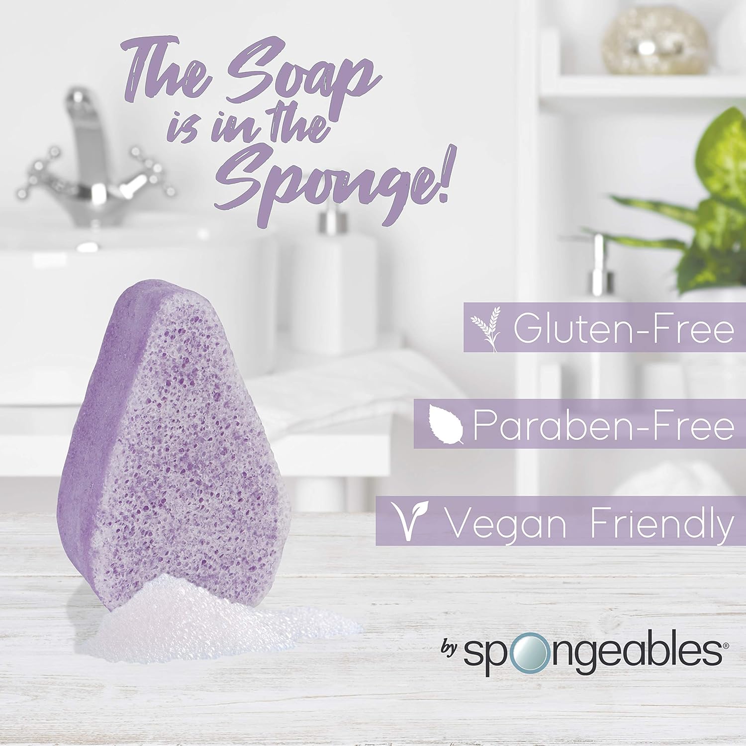 Spongeables Anti-Cellulite Body Wash in a Sponge, Lavender Scent, Spa Cellulite Massager, Moisturizer and Exfoliator, 20+ Washes, 4 oz Sponge, Pack of 1 : Beauty