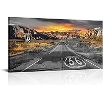 Amazon.com: Saypeacher Route 66 Canvas Wall Art Route 66 Decor
