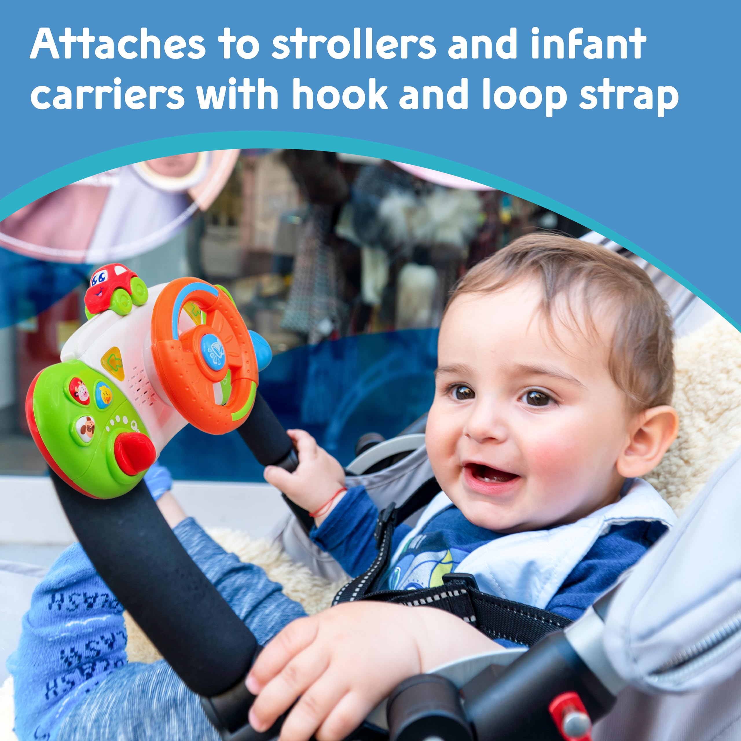 HAP-P-KID My First Baby Stroller Toy, Toddler Steering Driving Wheel, Car Seat Educational Learning Driver Toys, Pretend Drive Dashboard, Infant Baby Preschool Gift 6 7 8 9 10 11 12 Month 1 Year Old