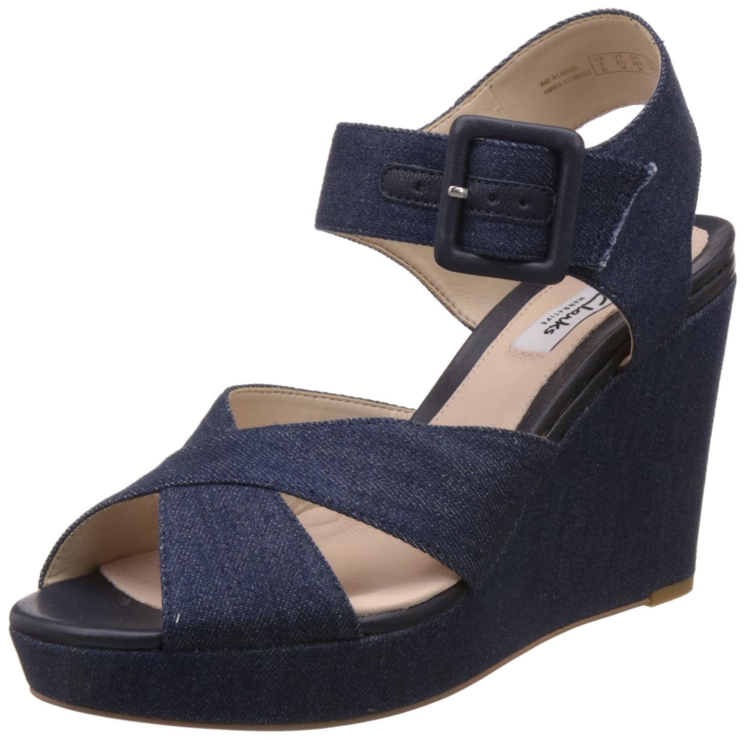 clarks denim wedge
