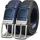 KEMISANT Braided Belt Reversible,Elastic Stretch Belt for Gift Men Golf Casual 1 3/8",2 In 1 Belt