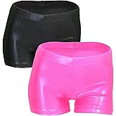 LUOUSE Girls Gymnastics Shorts, Little Kids Sparkle Tumbling Dance Athletic Short