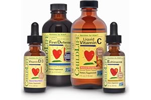 CHILDLIFE ESSENTIALS Immune Support 4-Pack - Liquid Vitamins & Minerals for Kids, Infants, Toddlers - Includes Vitamin D3, Vitamin C, First Defense, Echinacea