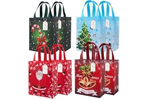 STYPOP Small Christmas Gift Bags for Christmas Presents 16 Non-woven Christmas Goodie Bags Reusable Christmas Bags Bulk Christmas Tote Bags with Handles Christmas Party Favors for Kids