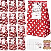 Ohuimrt 30 Pcs Valentine's Day Gift Bags with Cards and Rope, Red Paper Treat Bag for Valentine Party Favors, Classroom Goodies Exchange