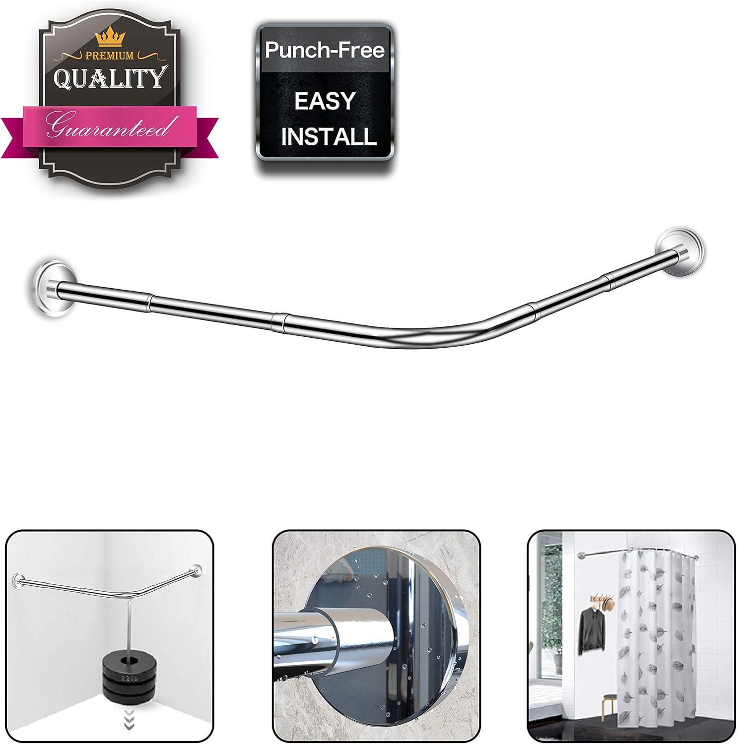 Best no drill curved shower rod Best Home Life