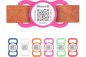 WhoseID QR Code Dog Tag with NFC, Personalized Pet ID Tag, Silent Silicone Dog Tag, Modifiable Pet Online Profile, Multiple Emergency Contact, Scan QR Code Send GPS Location Email (Regular, Rose)