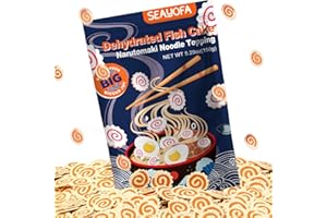 SEAYOFA 5.3oz Big Dehydrated Narutomaki Fish Cake for Ramen Topping – Double-Sized Japanese Fishcake Swirl Slices for Instant Noodles, Bento, Soup, Anime Lunches