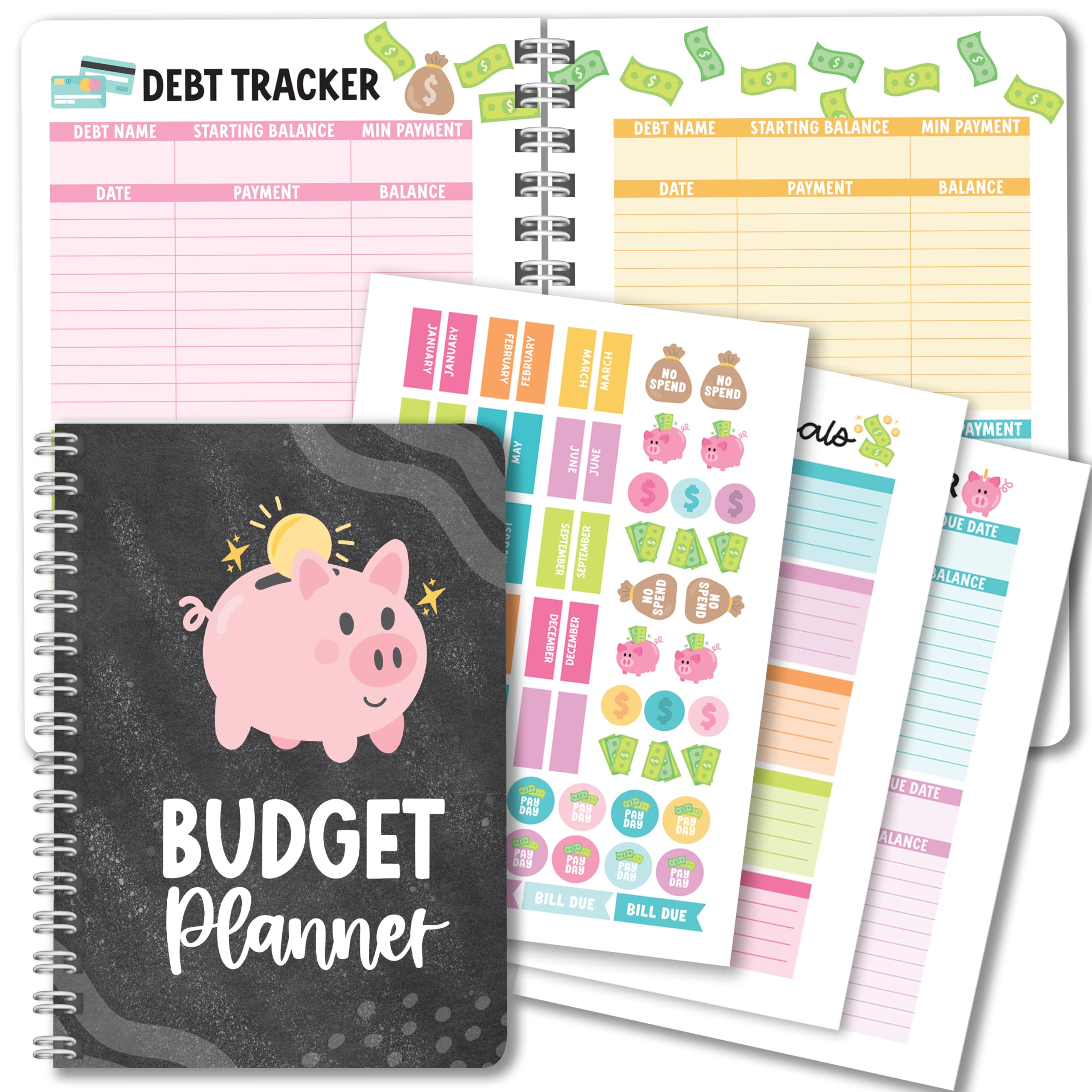 2026 Budget Planner and Monthly Bill Organizer - Monthly Budget Planner 2026, Financial Planners Budgeting Book, Bill Tracker Notebook for Expenses, Chalkboard Undated Finance Organizer Journal