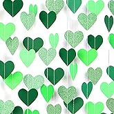 Green Party-Decorations Heart Paper-Garland Streamers-Banner - 52Ft St Patricks Day Decorations, Spring Summer Birthday Wedding Engagement Baby Shower Hanging Decor Ouruola