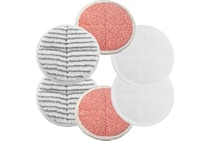 Dhoua 6 Packs Spinwave Mop Pads Replacement Compatible with Bissell Spinwave Mops 2124 2039 2037 2039A Series Hard Floor Cleaning Kits 2 Soft Pads, 2 Scrubby and 2 Heavy Scrub Pads