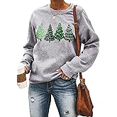 MAIHUN Christmas Sweatshirt Womens Merry Christmas Long Sleeve Xmas Holiday Christmas Lights Pullover Shirts