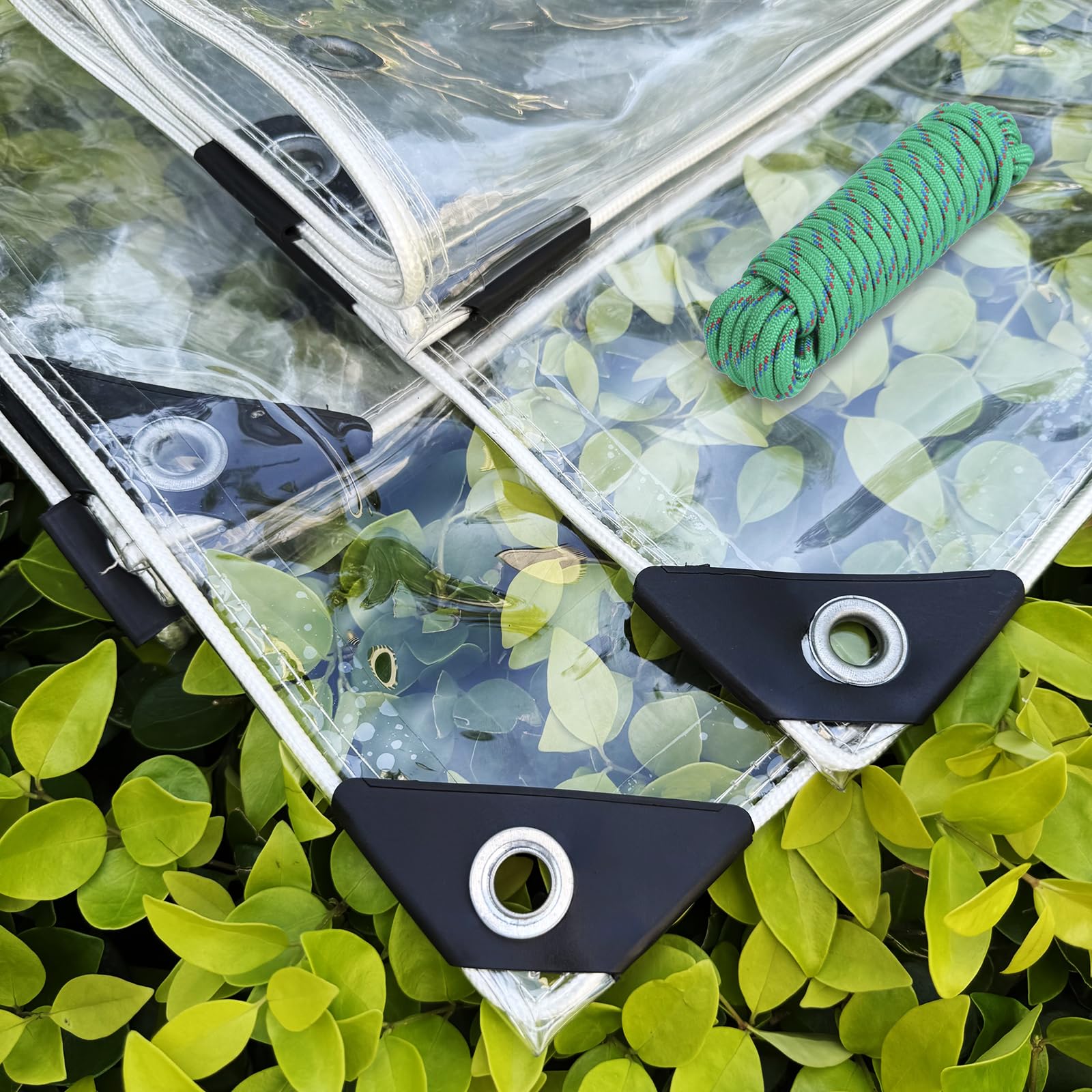 Photo 1 of OBMESHOW Clear Tarps Heavy Duty Waterproof, Plastic Tarps with Grommets, 14 Mil Thickened PVC Clear Vinyl Transparent for Patio Enclosure, Outdoor Porches, Greenhouse, Garden & Chicken Coop (8x10)