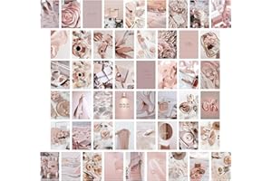 50 Pcs Pink Aesthetic Wall Collage Kit, 4x6 Inch Single-Sided Trendy Coquette Posters, Room Decor for Teen Girls, Dorm Bedroo