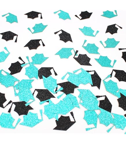 Kubert Graduation Decorations Turquoise Black Paper...