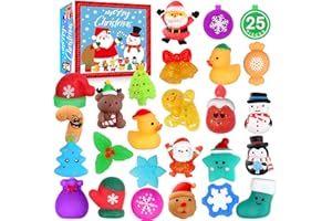 LIAM&AVA Christmas Squishy Toys, 25 PCS Mochi Squishies Bulk Toy for Girls Boys Kids, Christmas Party Favors, Christmas Fidget Sensory Goodie Bags Filler Gifts Decorations