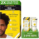 Cleverman Hair &amp; Beard Dye for Black Men, Black, Gray Coverage, 2X Pk