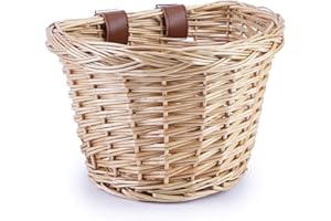 YMhoart Kid's Front Handlebar Bike Basket Girl's Detachable Woven Bicycle Basket for Children Gift Little Boys Balance Tricycle for Women Wicker Round Electric Bike Basket for Ladies