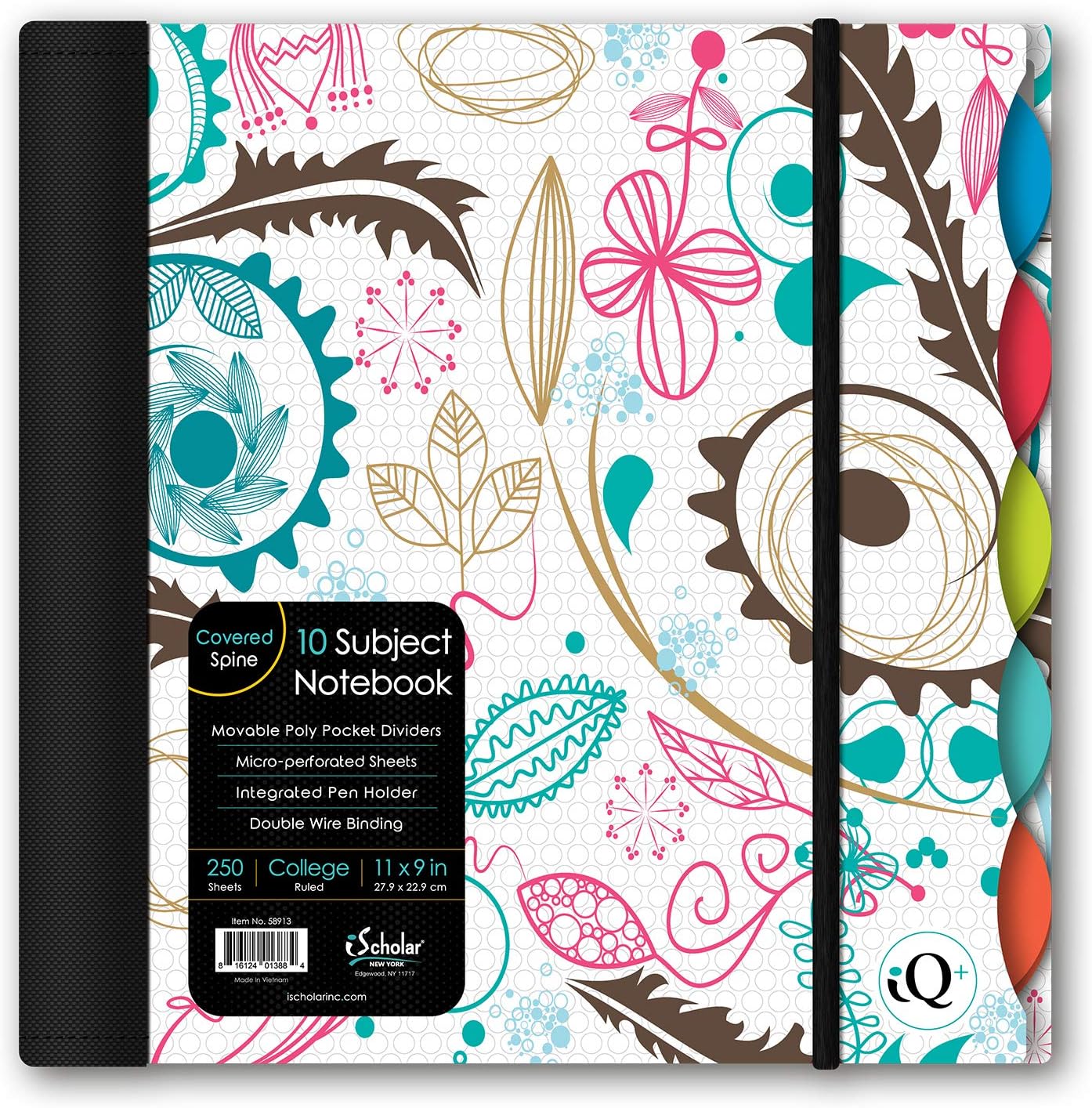 iScholar iQ Poly Fashion Cover 10 Subject Notebook, College Ruled, 11" x 8.5", 250 Sheets, Designs Will Vary (58913) - Fashion Print Light : Office Products