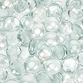 Mr. Fireglass 10 Pound Fire Glass Beads, 1/2" Reflective Round Fire Glass Drops for Fireplace Fire Pit & Lanscaping, High Luster Crystal Ice