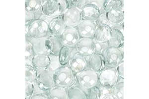 Mr. Fireglass 10 Pound Fire Glass Beads, 1/2" Reflective Round Fire Glass Drops for Fireplace Fire Pit & Lanscaping, High Luster Crystal Ice