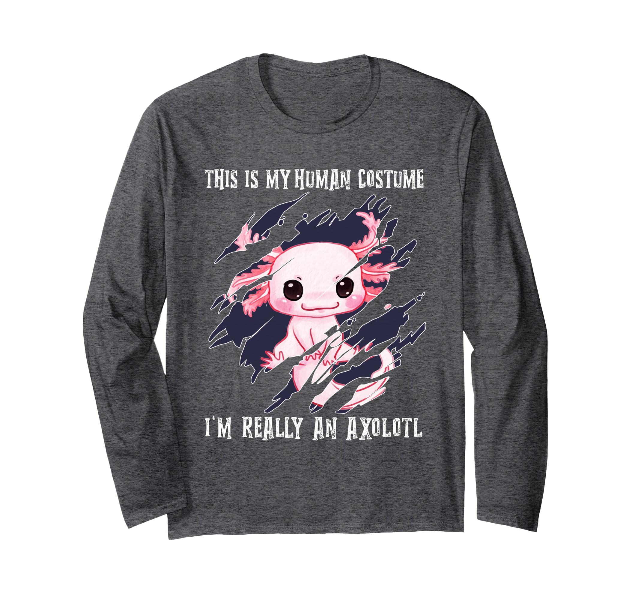 Halloween Axolotl Costume Cute Kawaii Exotic Pet Animal Art Long Sleeve T-Shirt