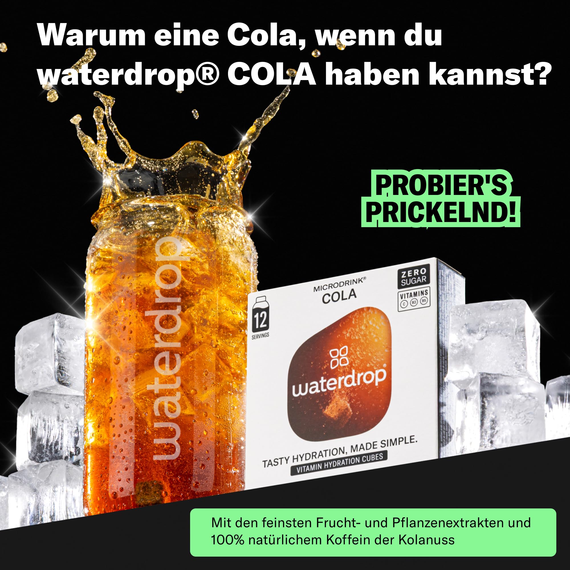waterdrop® Cola SPECIAL EDITION Microdrink, 36 Drops Würfel ohne Kalorien, Geschmack für Wasser zuckerfrei, zero sugar 4