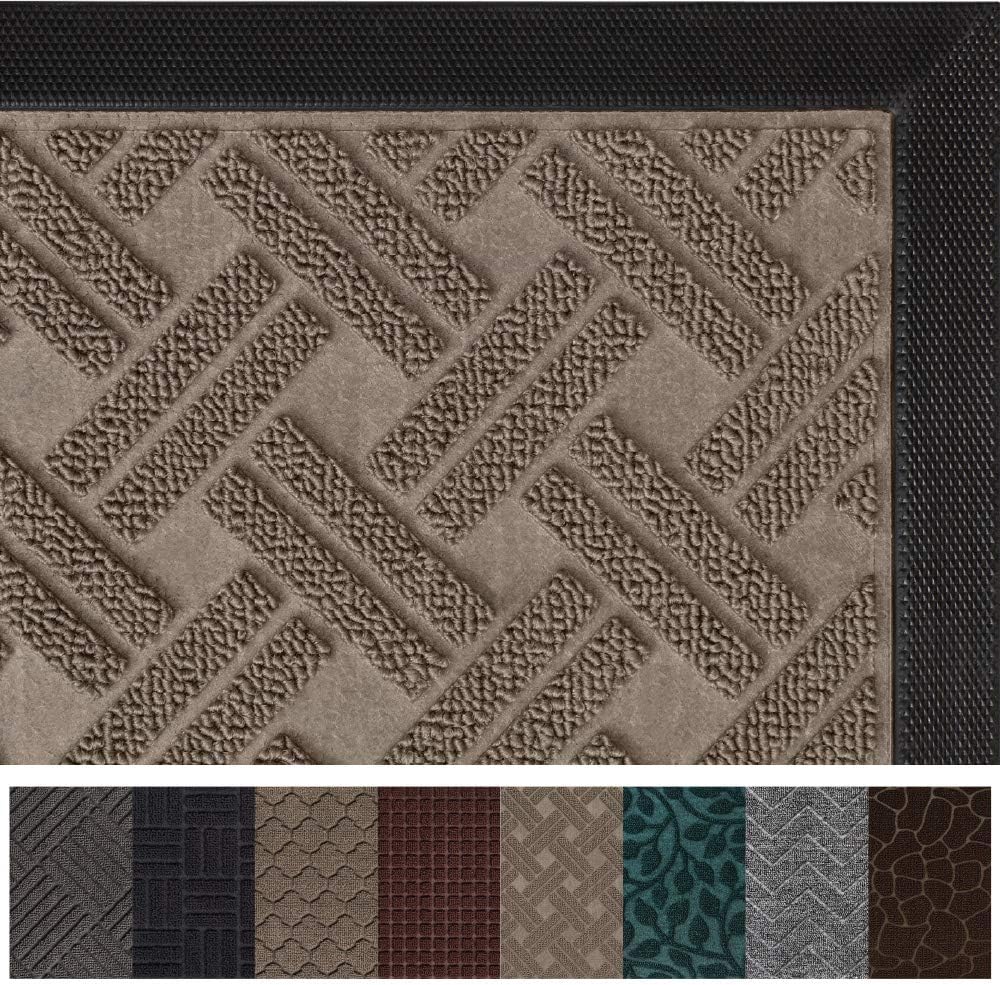 Gorilla Grip Original Durable Rubber Door Mat, Heavy Duty Doormat, 47 x 35, for Indoor Outdoor, Waterproof, Easy Clean, Low-Profile Rug Mats for Entry, Patio, High Traffic Areas, Taupe Basket Weave