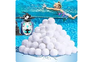 QwayHome 3.1 lbs Pool Filter Balls, Reusable Filter Sand Balls for Above Ground Pool Sand Pump, Pool Filter Sand Alternative, Eco-Friendly Fiber Filter Balls, Replace 110 lbs Filter Sand, White