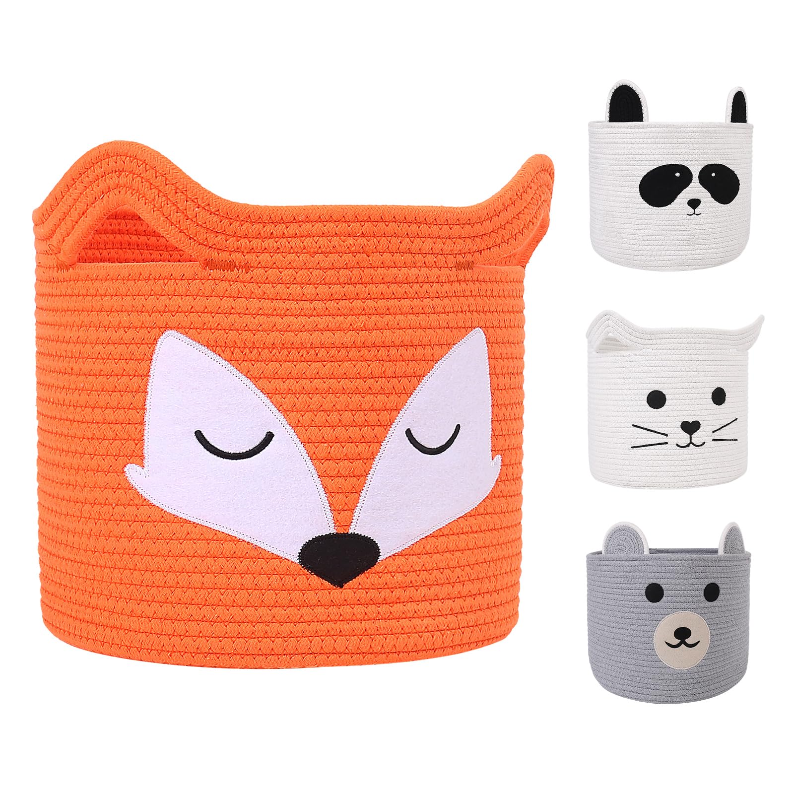 ACOHSY Foldable Storage Baskets Storage Boxes,30x30x30 Collapsible Laundry Baskets for Children,Kallax Storage Unit,Toy Basket,Cute Animal Toy Storage Rope Basket for Cat — image 1