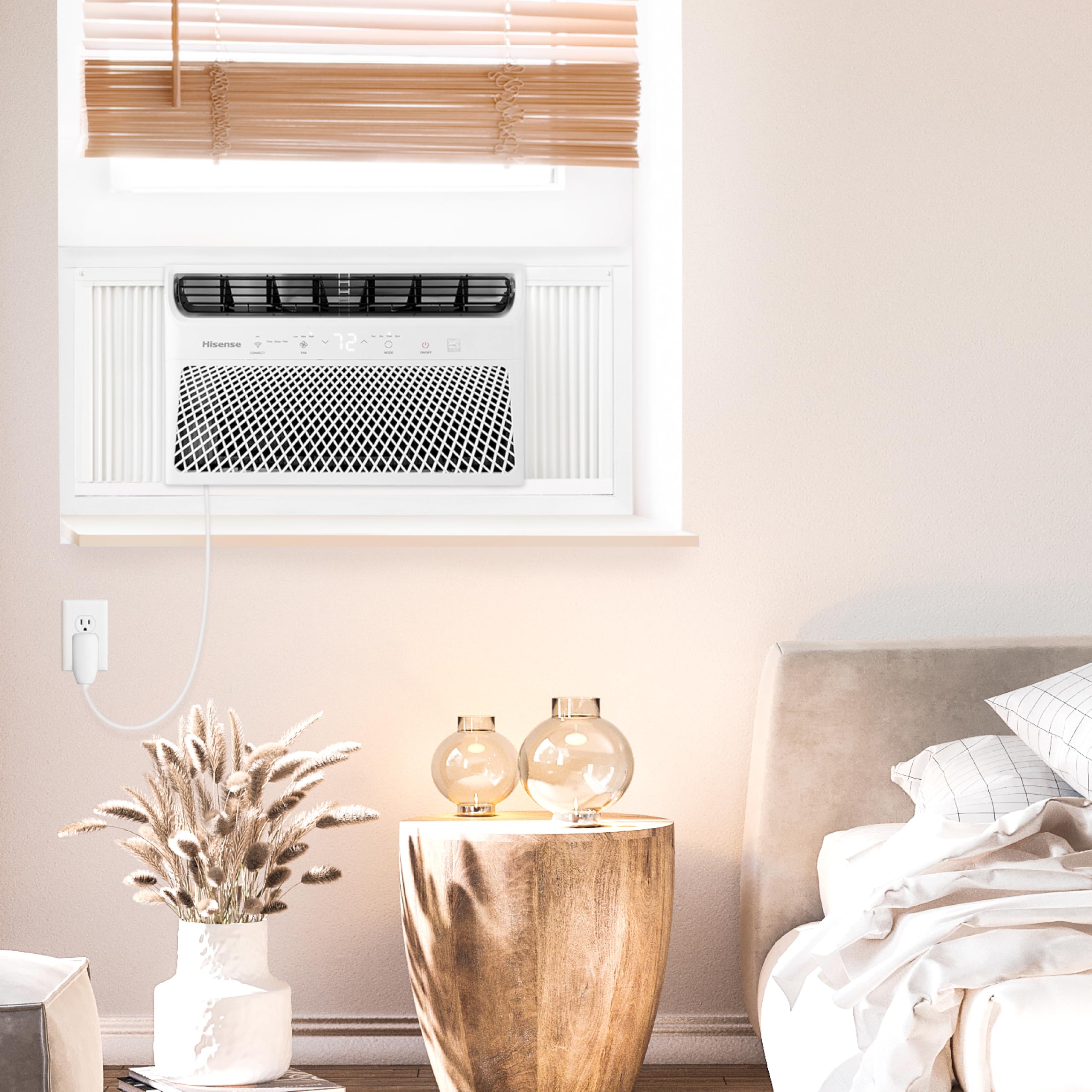 Hisense 8,000 BTU Smart Window Inverter Air Conditioner with Quiet, High Efficiency Operation and Wi-fi Control, 115V, Window AC Unit for Apartment, Bedroom, Medium Rooms up to 350 Sq. Ft. in White