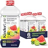 KinderLyte Electrolyte Solution for Kids and Adults - Hydration Drink, Watermelon Citrus, (33.8 Fl Oz, 6 Pack), No Artificial Sweeteners or Flavors, No Synthetic Dyes, Vegan, Non-GMO, Gluten-Free
