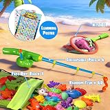 CozyBomB Magnetic Fishing Toys Set for Bath Time Pool Party with Poles Net view 2