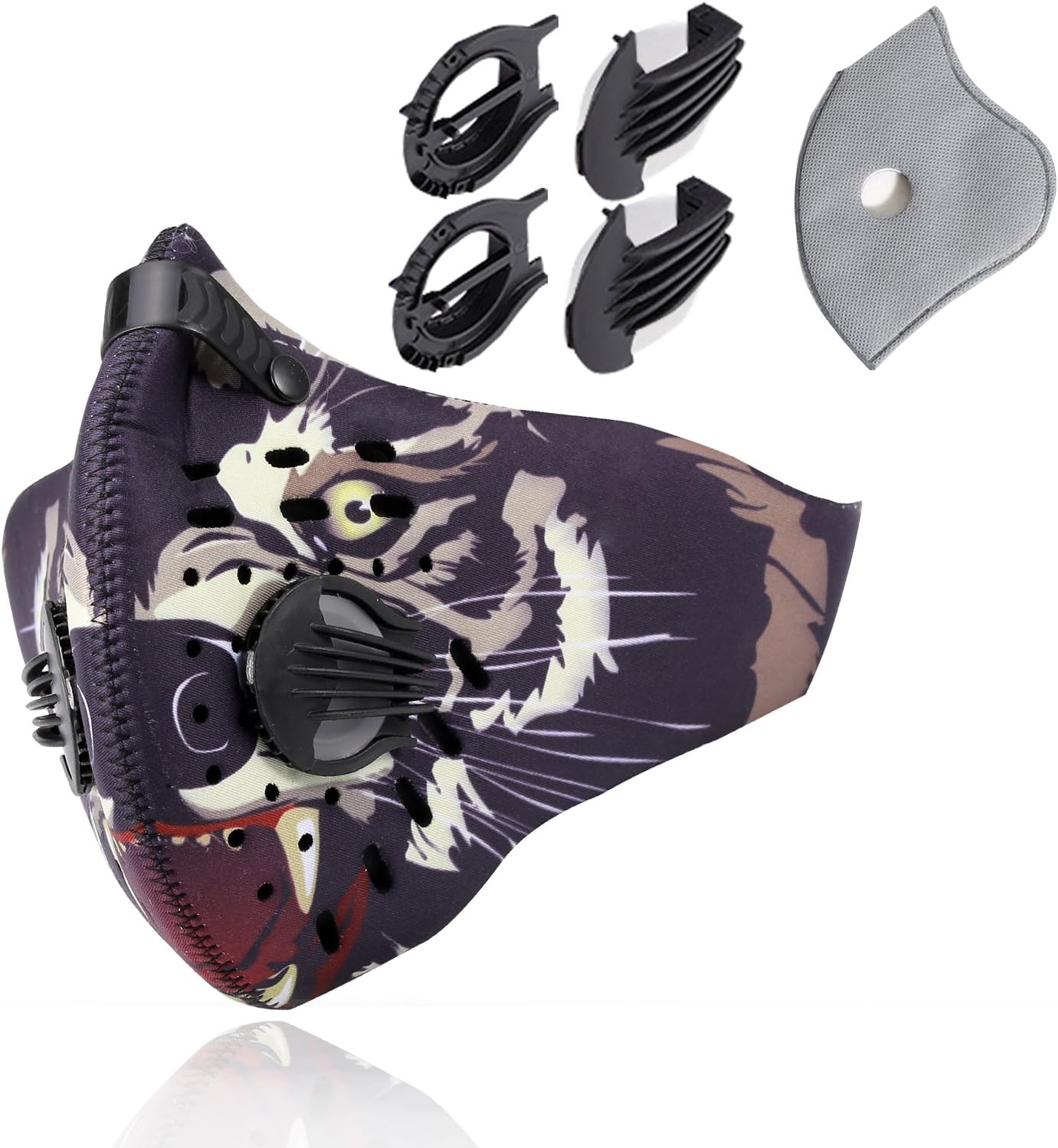 Novemkada Dustproof Masks - Activated Carbon Dust Mask with Extra Filter Cotton Sheet and Valves for Exhaust Gas, Pollen Allergy, PM2.5, Running, Cycling, Outdoor Activities